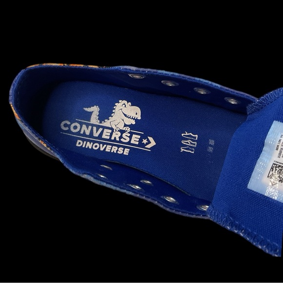 Chuck Taylor All Star Dino's Beach Party Lo Top Junior Sz 12 Blue gold Dinosaur - Picture 4 of 15